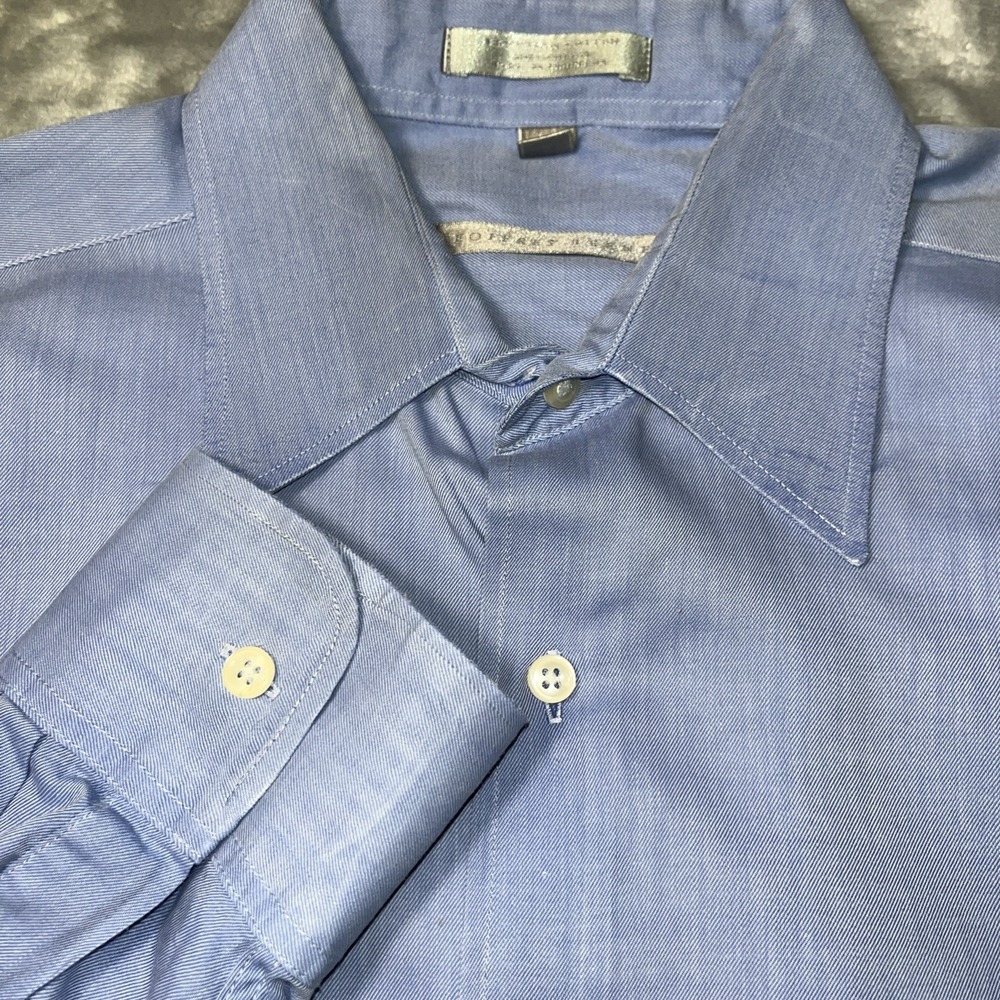 Geoffrey Beene 16.5 34/35 Mens Button Down Long Sleeve Blue Shirt